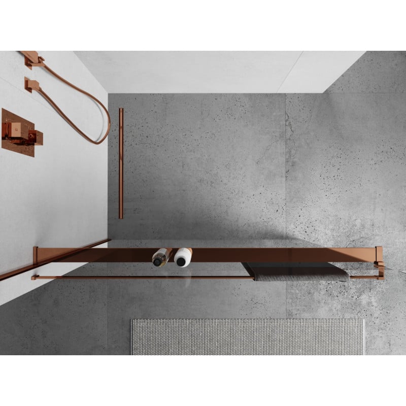 Mexen shelf for shower wall with towel rail, rose gold - 800-02-60