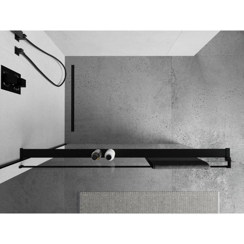 Mexen estante para mampara de ducha con barra para toallas, negro - 800-02-70