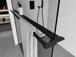 Mexen plank voor douchewand met handdoekreling, zwart - 800-02-70