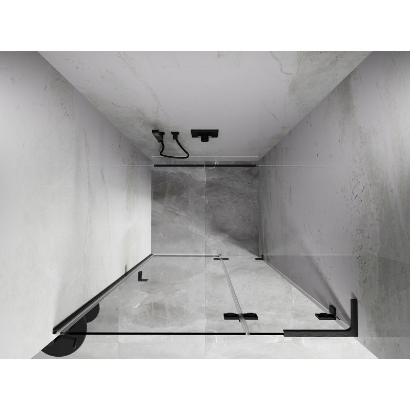 Mexen Lunar L porta doccia a battente destra 120 cm, trasparente, grigio canna di fucile spazzolato - 834L-120-000-66-00-P