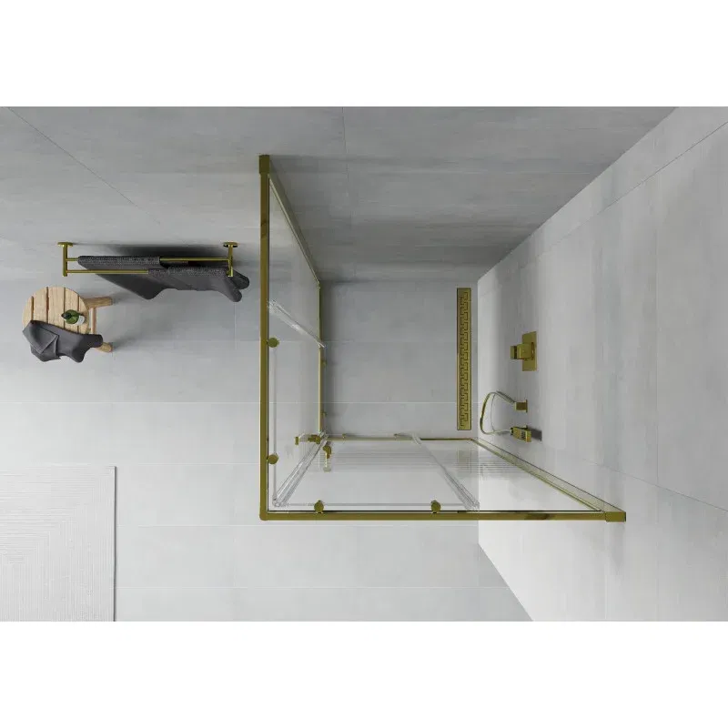 Mexen Rio cabine de douche carrée 80 x 80 cm, transparent, doré - 860-080-080-50-00