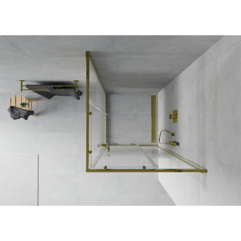 Mexen Rio kvadratna prha kabina 80 x 80 cm, prozorna, zlata - 860-080-080-50-00