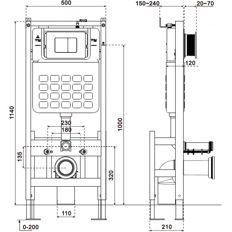 Mexen Tex F freestanding concealed frame for WC - 61101