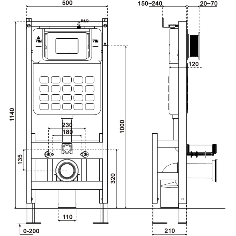 Mexen Tex F vabaltiseisev sisseehitatud WC-raam - 61101