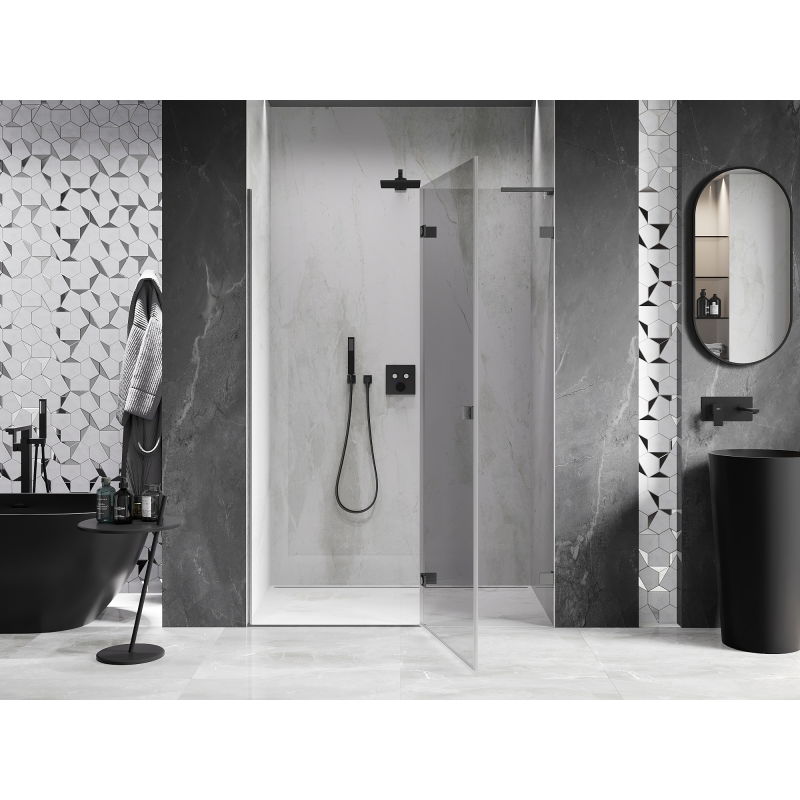 Mexen Lunar L draaideur voor douche rechts 140 cm, transparant, geborsteld gun gray - 834L-140-000-66-00-P