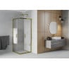 Mexen Rio ruudu dušinurk 70 x 70 cm, valged triibud, kuldne - 860-070-070-50-20