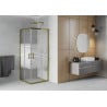 Mexen Rio ruudu dušinurk 70 x 70 cm, valged triibud, kuldne - 860-070-070-50-20