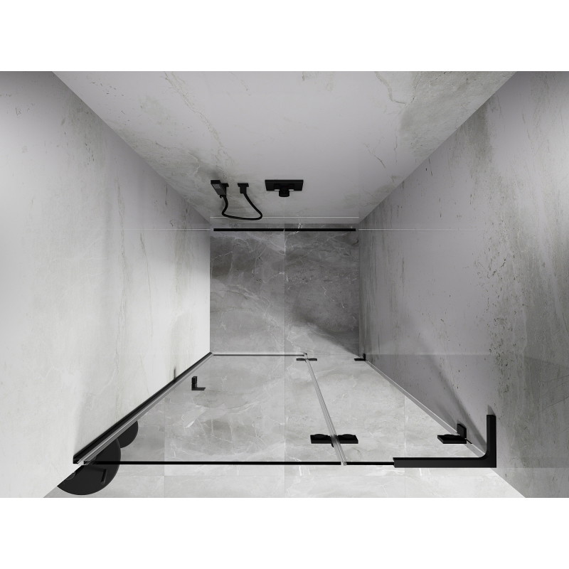 Mexen Lunar L drzwi prysznicowe uchylne prawe 105 cm, transparent, czarne - 834L-105-000-70-00-P