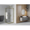 Mexen Rio ruudukujuline dušinurk 90 x 90 cm, valged triibud, kuldne - 860-090-090-50-20