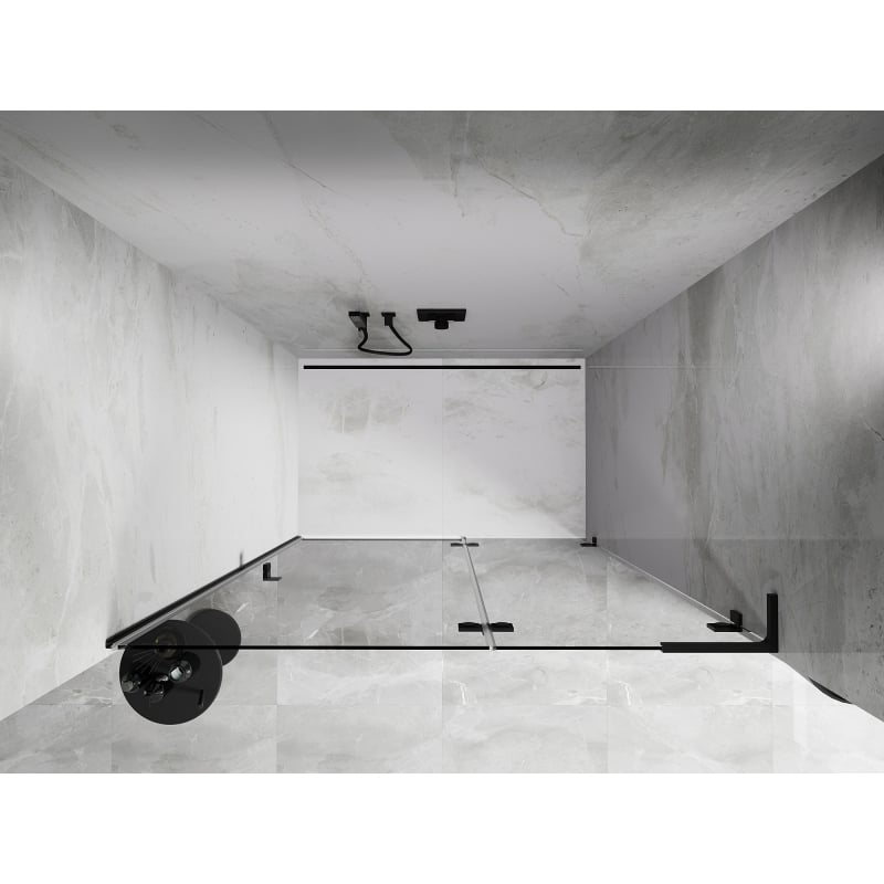 Mexen Lunar L right-hand hinged shower door 130 cm, transparent, black - 834L-130-000-70-00-P