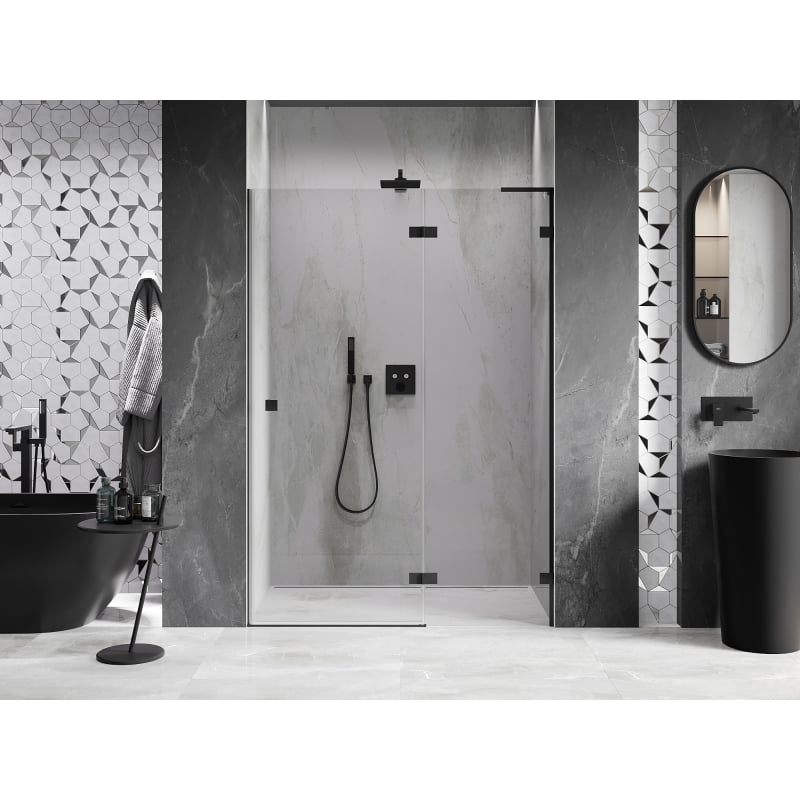 Mexen Lunar L porte de douche pivotante droite 140 cm, transparentes, noires - 834L-140-000-70-00-P