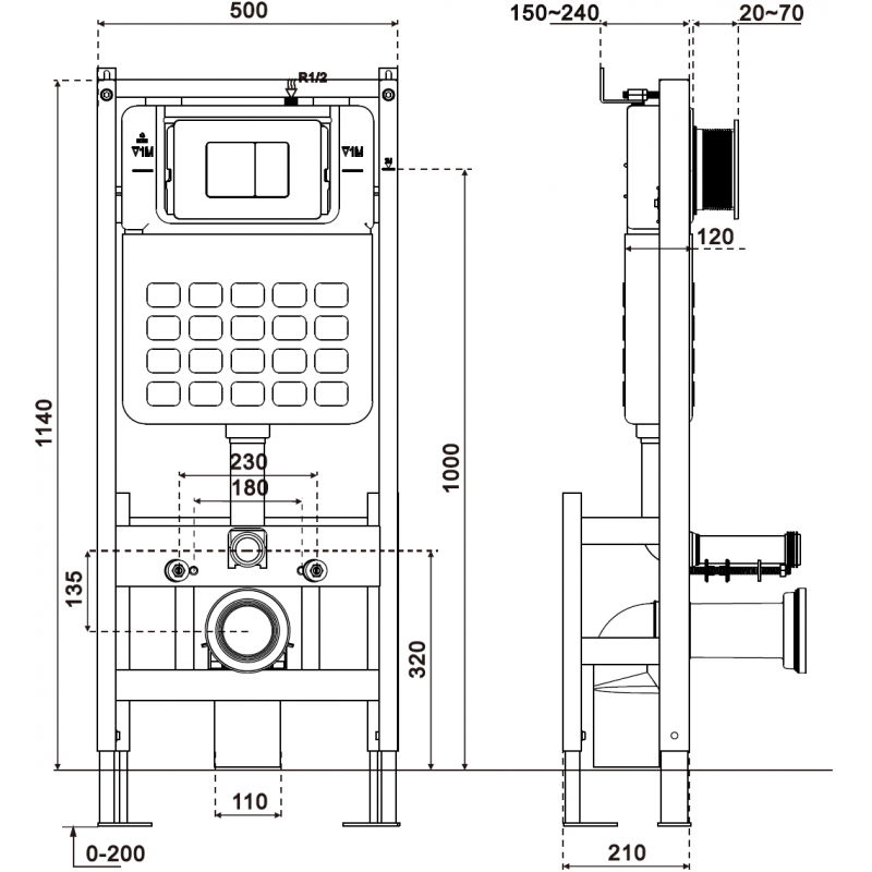 Mexen Tex Air F Châssis autoportant pneumatique encastré pour WC - 61101A