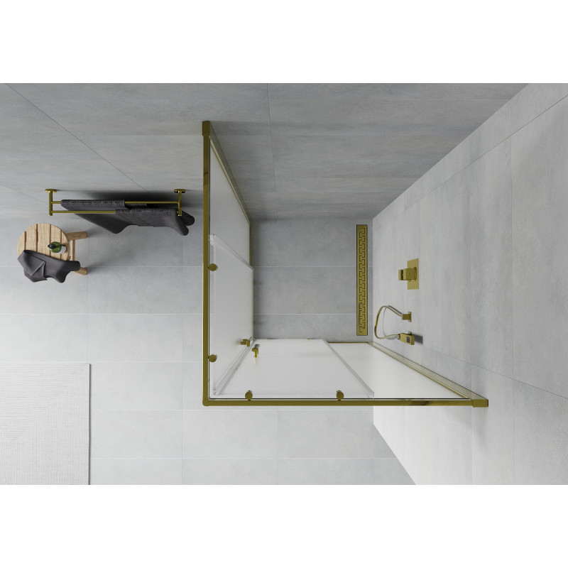Mexen Rio vierkante douchecabine 70 x 70 cm, ijsbloem, goud - 860-070-070-50-30