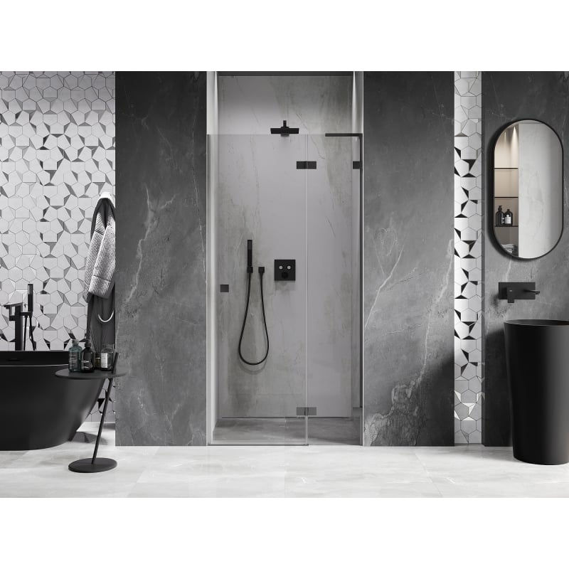 Mexen Lunar L drzwi prysznicowe uchylne prawe 75 cm, transparent, gun metal - 834L-075-000-95-00-P