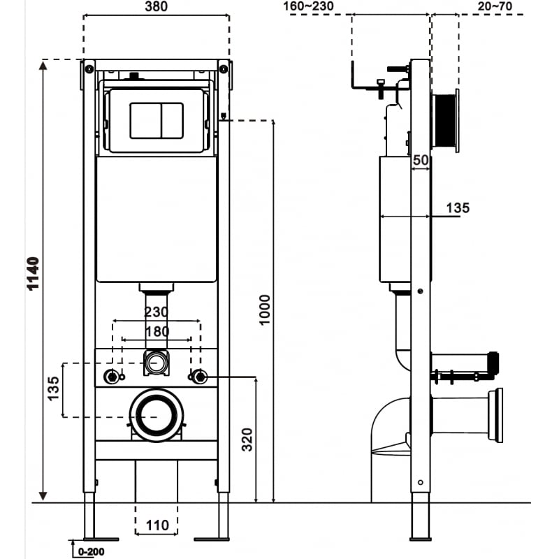 Mexen Tex W smal hoek inbouwreservoir voor wc - 61105