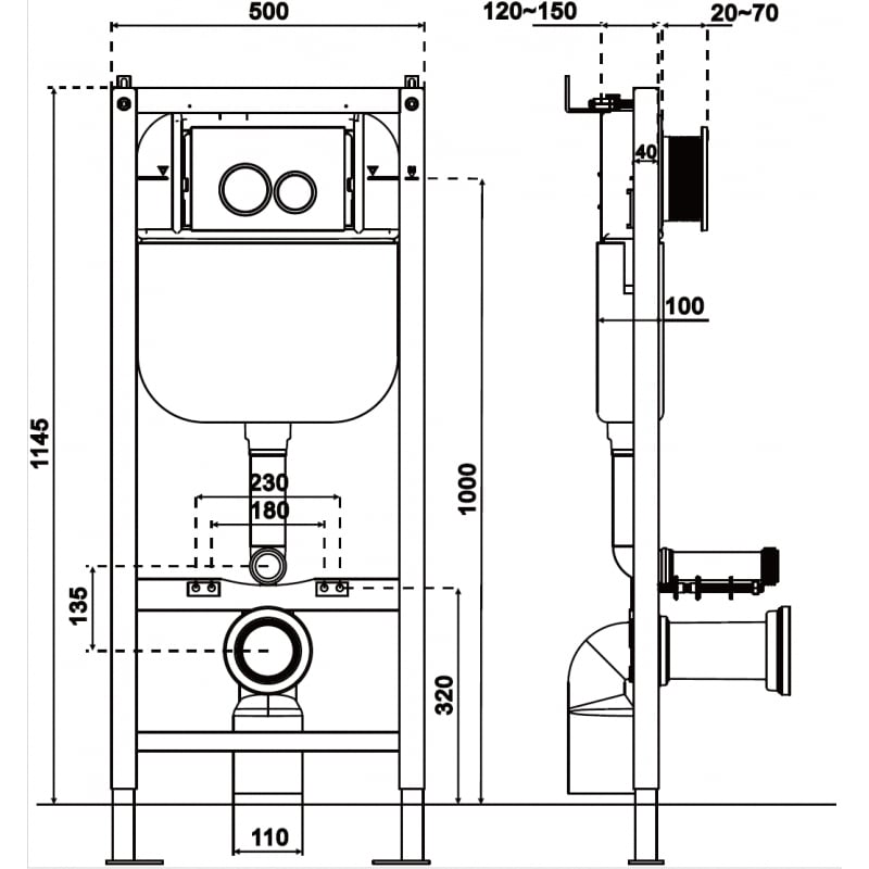 Mexen Tex E concealed toilet cistern frame - 61109