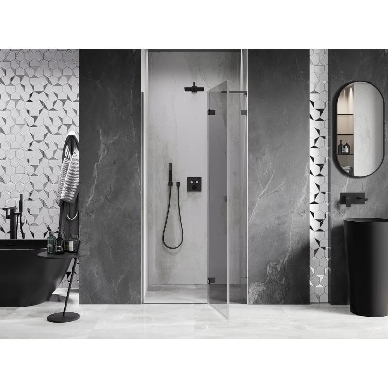 Mexen Lunar L drzwi prysznicowe uchylne prawe 125 cm, transparent, gun metal - 834L-125-000-95-00-P
