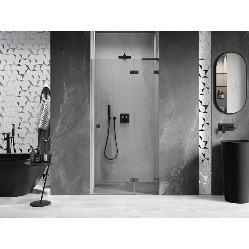 Mexen Lunar L drzwi prysznicowe uchylne prawe 125 cm, transparent, gun metal - 834L-125-000-95-00-P