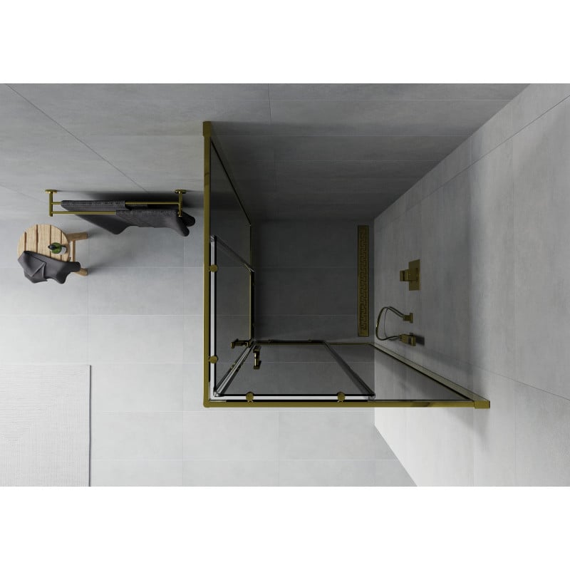 Mexen Rio quadratische Duschkabine 70 x 70 cm, graphit, gold - 860-070-070-50-40