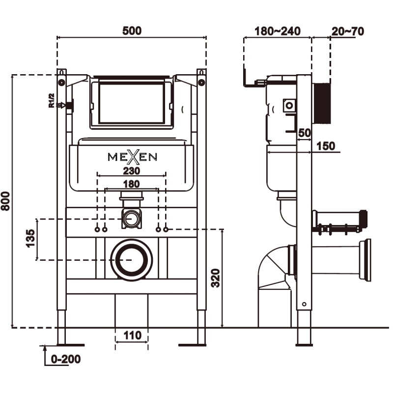Mexen Tex Air XS-F pneumaatiline süvistatud raamistik WC-le - 61800A