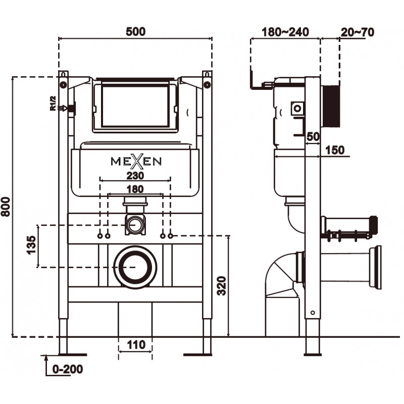 Mexen Tex Air XS-F πνευματικός σκελετός εντοιχισμού για WC - 61800A