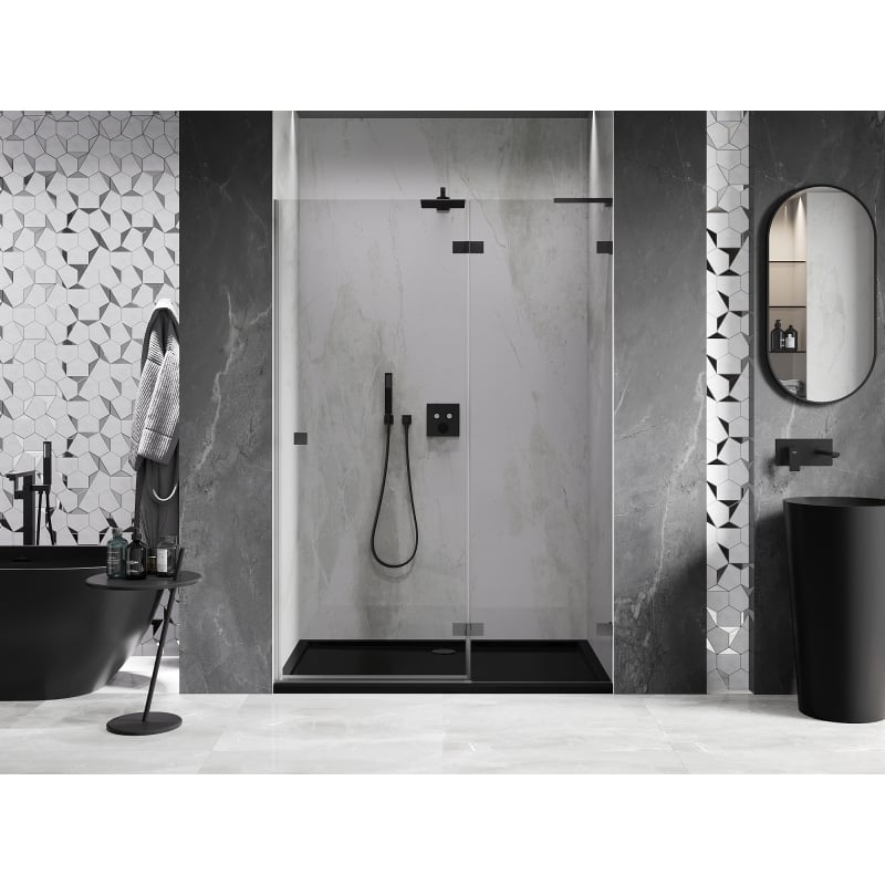 Mexen Lunar L drzwi prysznicowe uchylne prawe 135 cm, transparent, gun metal - 834L-135-000-95-00-P