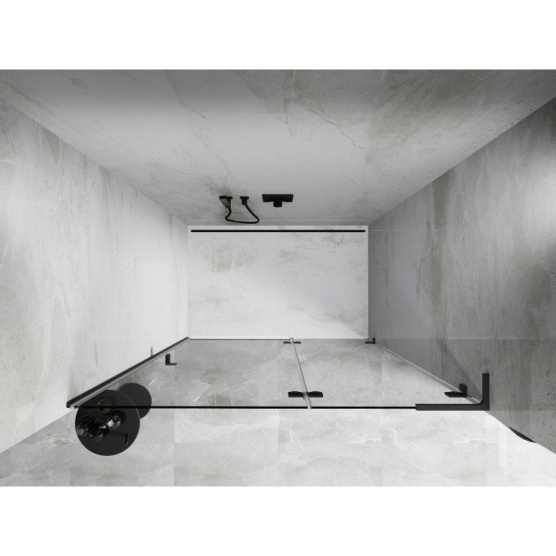 Mexen Lunar L dušinurga parempoolsed uksed 135 cm, läbipaistev, reljeefne metall - 834L-135-000-95-00-P