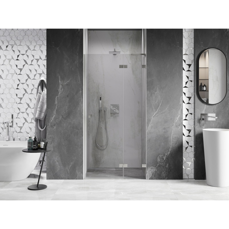 Mexen Lunar L dušiuksed, parempoolsed, 90 cm, läbipaistev, harjatud nikkel - 834L-090-000-97-00-P