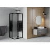 Mexen Rio douchecabine vierkant 70 x 70 cm, zwarte strepen, zwart - 860-070-070-70-20