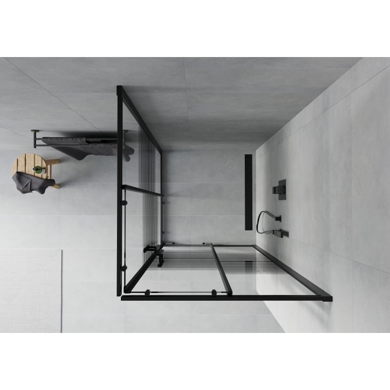 Mexen Rio kvadratna tuš kabina 80 x 80 cm, crne trake, crna - 860-080-080-70-20
