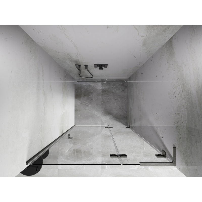 Mexen Lunar L puertas de ducha batientes derecha 125 cm, transparente, níquel cepillado - 834L-125-000-97-00-P