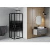 Mexen Rio cabine de douche carrée 80 x 80 cm, bandes noires, noire - 860-080-080-70-20