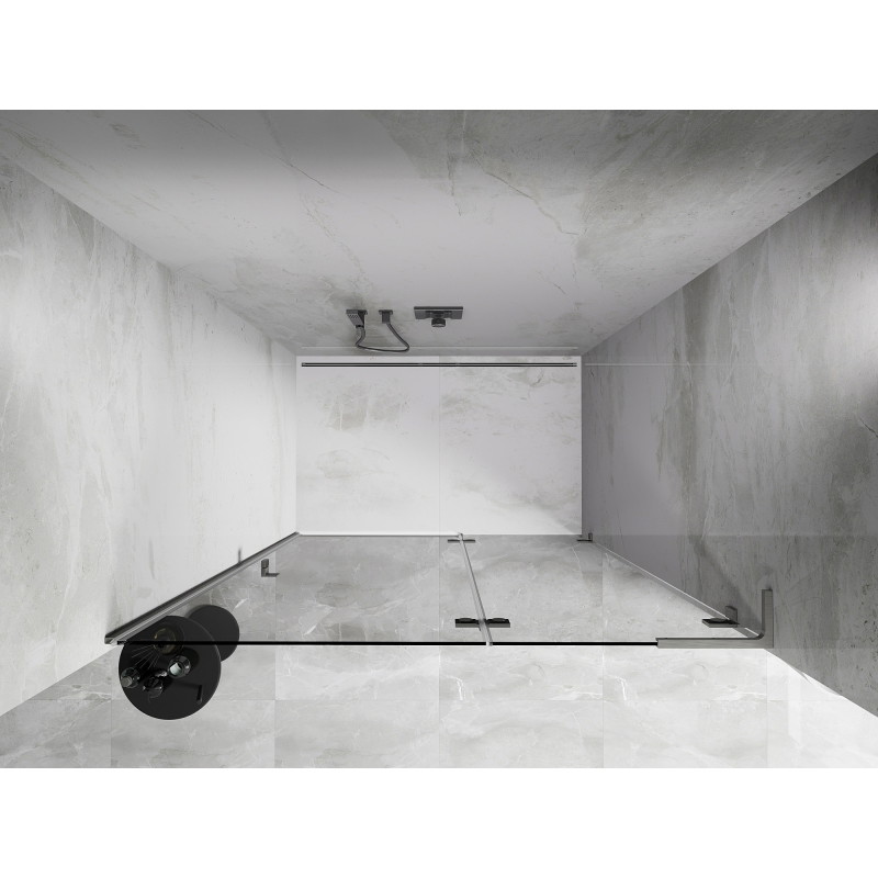 Mexen Lunar L right-hand hinged shower door 135 cm, transparent, brushed nickel - 834L-135-000-97-00-P