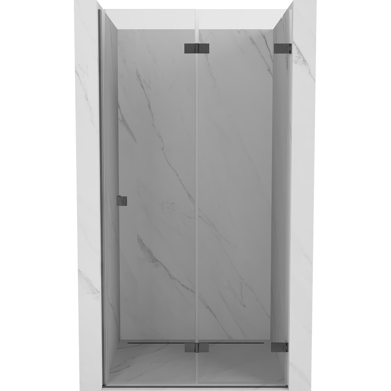 Mexen Lunar-F kokkupandavad duššiuksed parempoolsed 75 cm, läbipaistev, harjatud relv-hall - 836-075-000-66-00-P