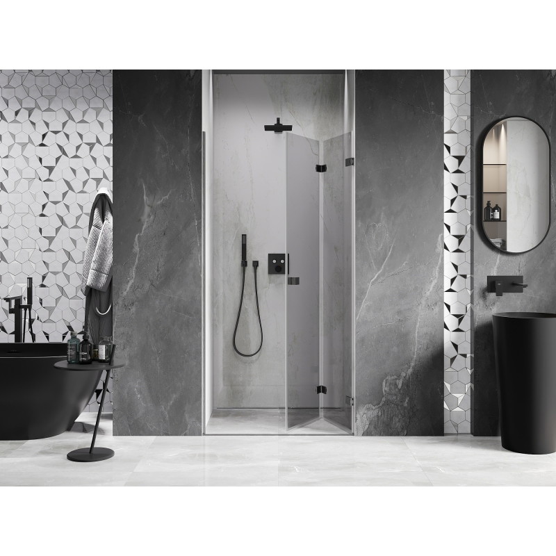 Mexen Lunar-F kokkupandavad duššiuksed parempoolsed 75 cm, läbipaistev, harjatud relv-hall - 836-075-000-66-00-P
