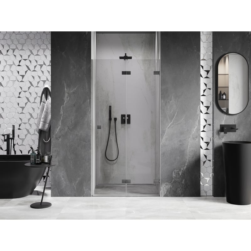 Mexen Lunar-F kokkupandavad duššiuksed parempoolsed 75 cm, läbipaistev, harjatud relv-hall - 836-075-000-66-00-P