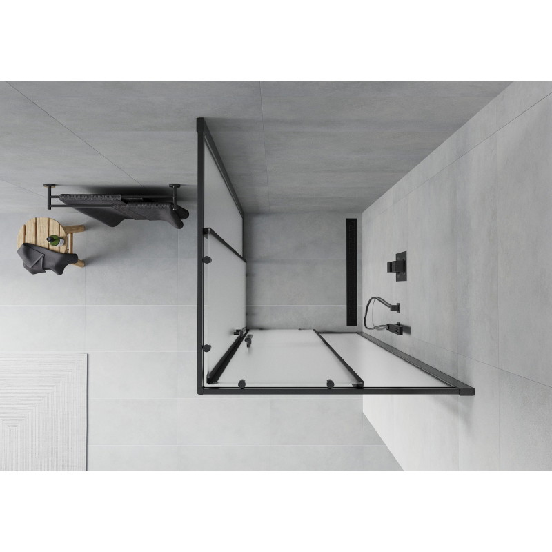 Mexen Rio cabina de ducha cuadrada 70 x 70 cm, escarcha, negro - 860-070-070-70-30