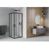 Mexen Rio vierkante douchecabine 90 x 90 cm, ijsmat, zwart - 860-090-090-70-30