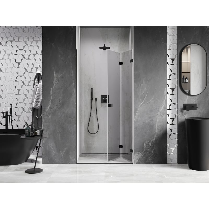 Mexen Lunar-F porte de douche pliantes droites 75 cm, transparentes, noires - 836-075-000-70-00-P
