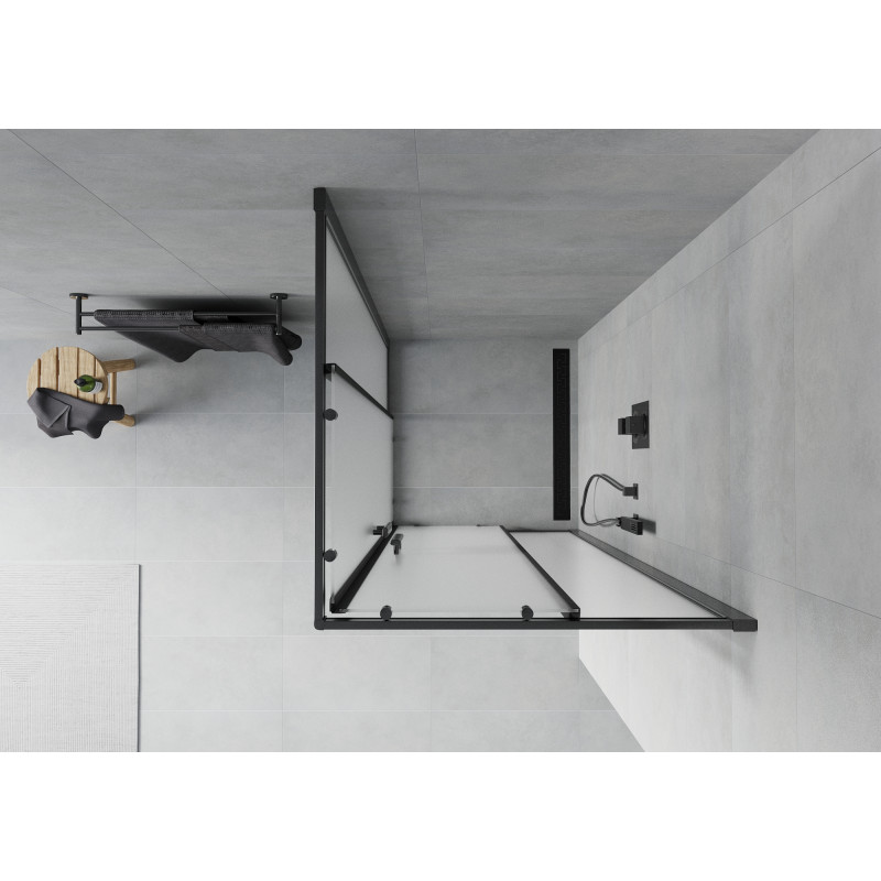Mexen Rio kvadratna tuš kabina 90 x 90 cm, zmrzal, črna - 860-090-090-70-30