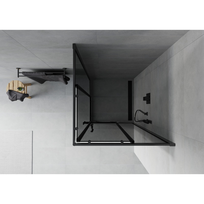 Mexen Rio kwadrante douchecabine 90 x 90 cm, grafiet, zwart - 860-090-090-70-40