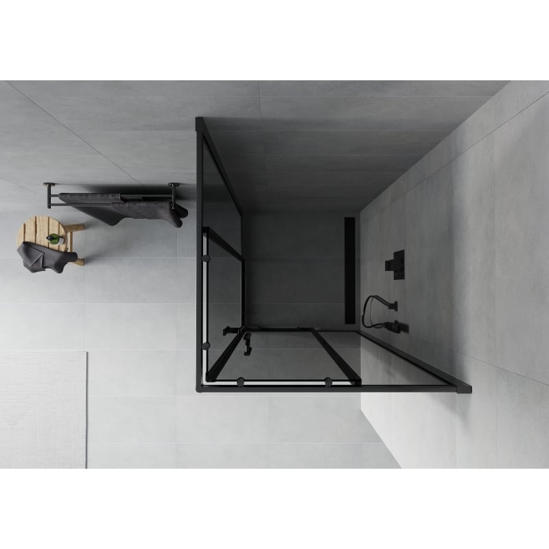 Mexen Rio ruudukujuline dušinurk 90 x 90 cm, grafiit, must - 860-090-090-70-40
