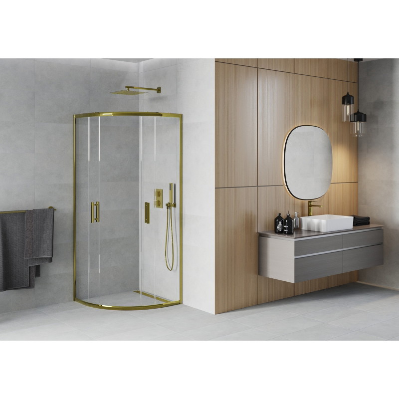 Mexen Rio halvrund duschkabin 70 x 70 cm, transparent, guld - 863-070-070-50-00