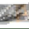 Mexen Rio halve ronde douchecabine 70 x 70 cm, witte strepen, goud - 863-070-070-50-20