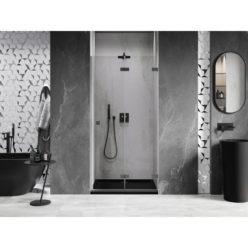 Mexen Lunar-F duššiuksed kokkuklapitavad parempoolsed 100 cm, läbipaistev, gun metal - 836-100-000-95-00-P