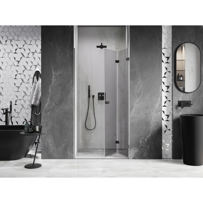 Mexen Lunar-F duššiuksed kokkuklapitavad parempoolsed 100 cm, läbipaistev, gun metal - 836-100-000-95-00-P