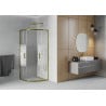Mexen Rio semi-circular shower cabin 80 x 80 cm, white stripes, gold - 863-080-080-50-20