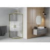 Mexen Rio semi-circular shower cabin 80 x 80 cm, white stripes, gold - 863-080-080-50-20