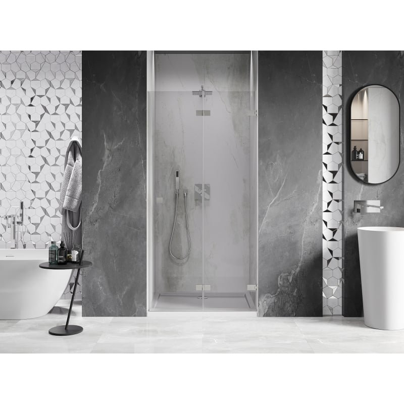 Mexen Lunar-F porte de douche pliantes droite 80 cm, transparent, nickel brossé - 836-080-000-97-00-P