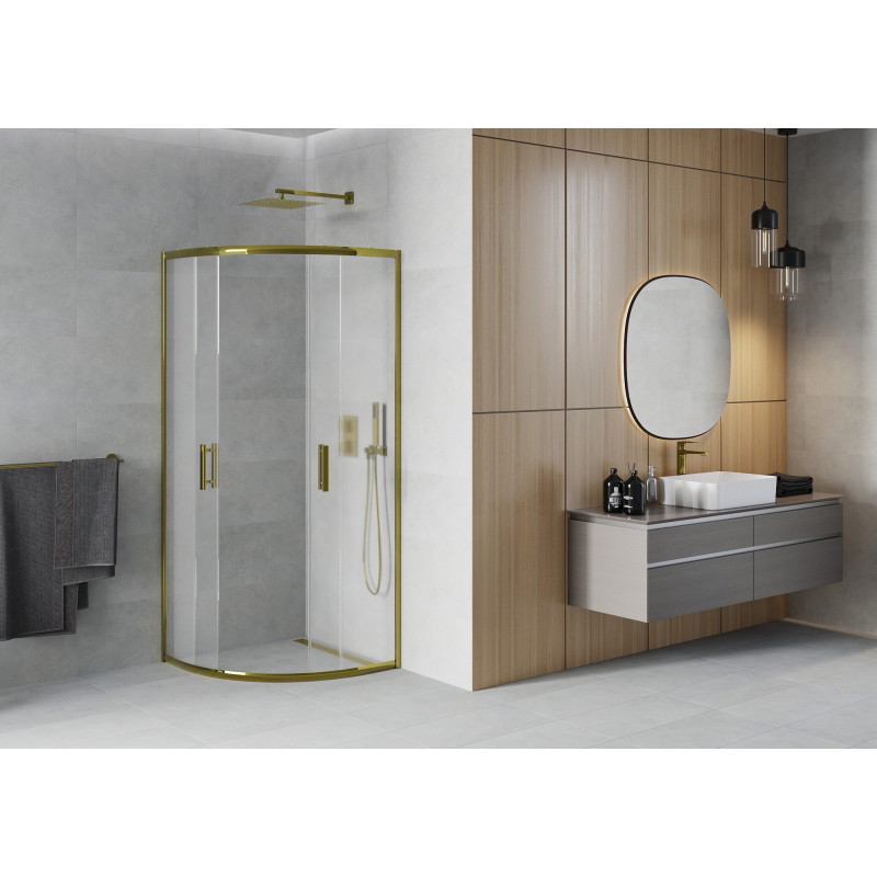 Mexen Rio cabina doccia semicircolare 70 x 70 cm, smerigliata, dorata - 863-070-070-50-30